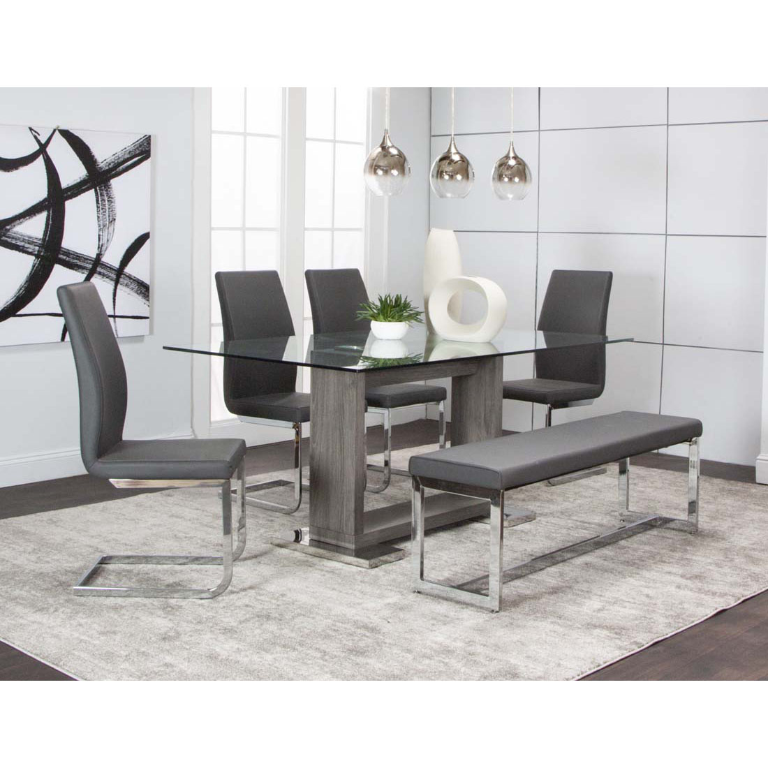 Grey Open Base Dining Table