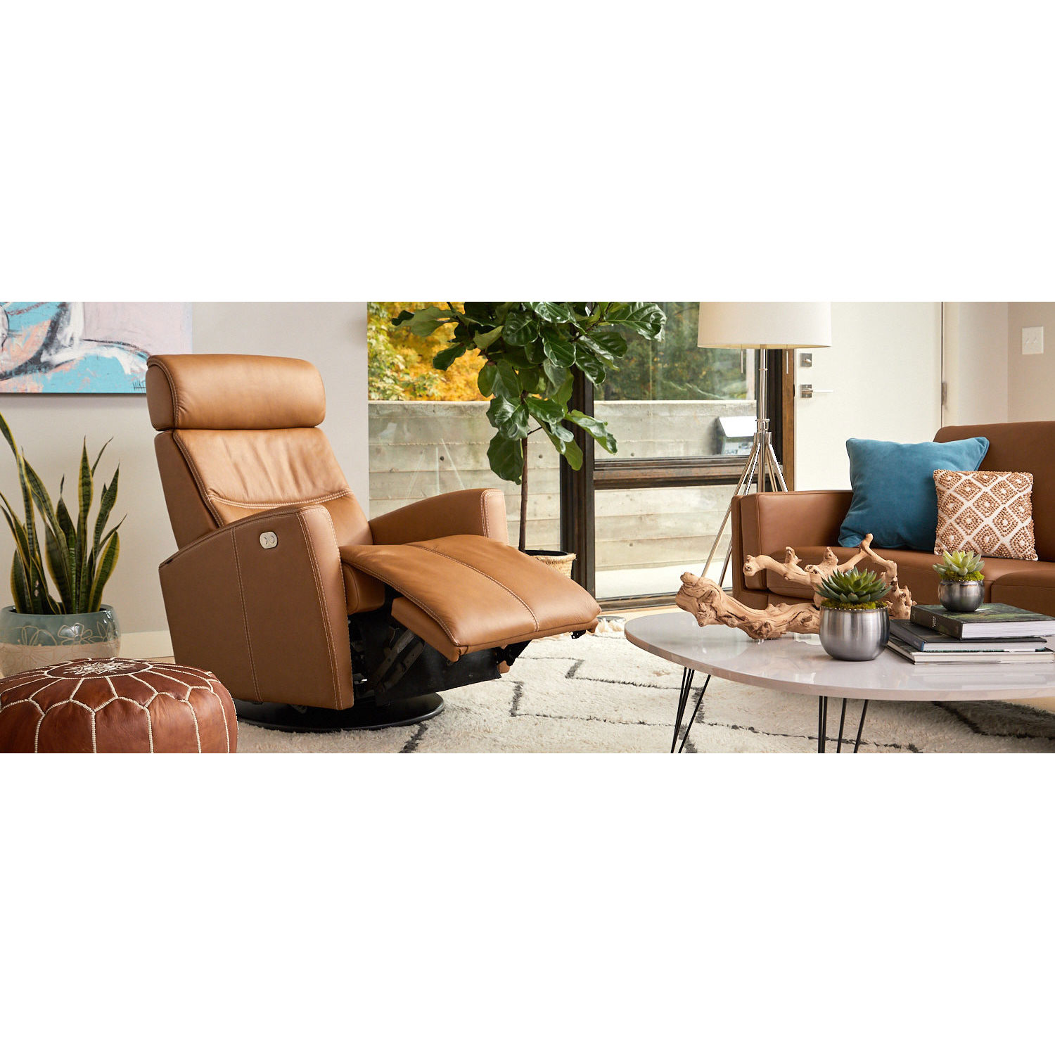 Fjords contemporary Milan living room reclining leather recliner