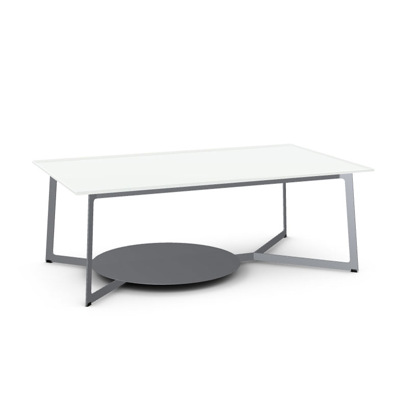 Malloy Coffee Table with White Glass Top