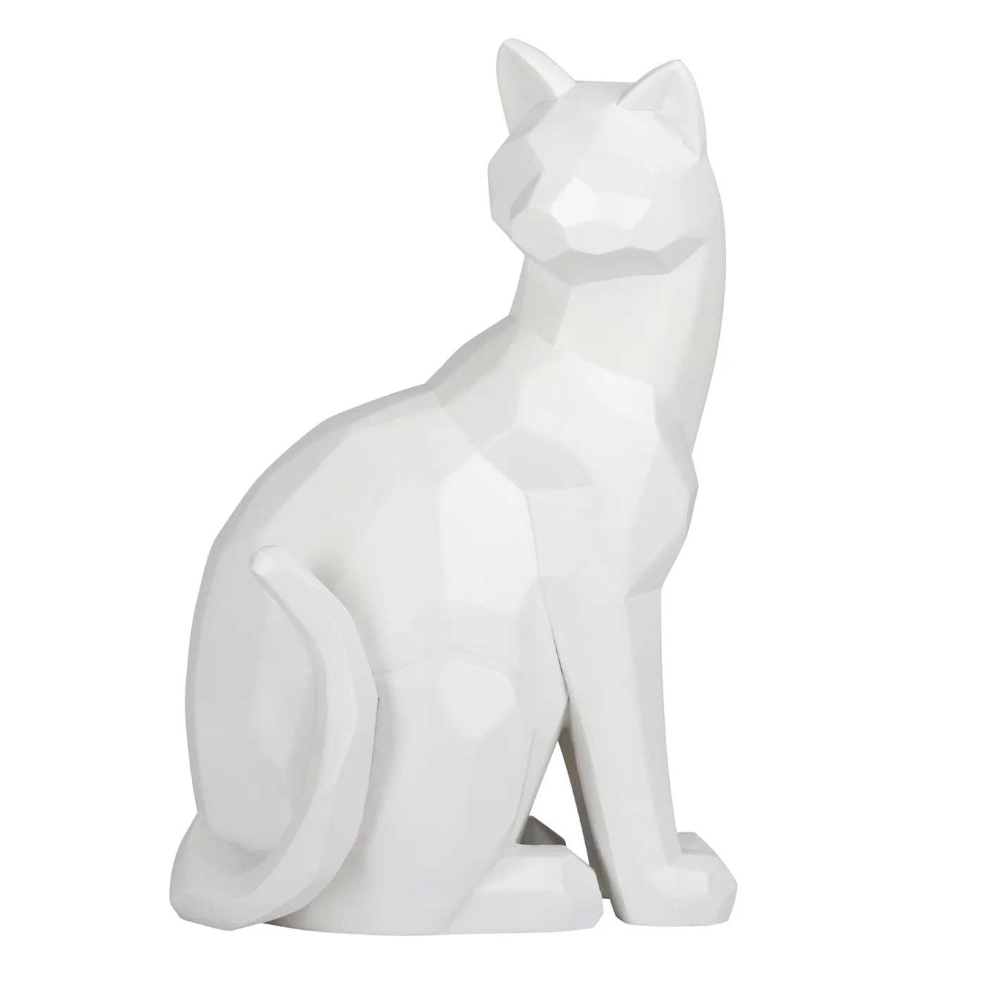 White Carved Cat Sculpture