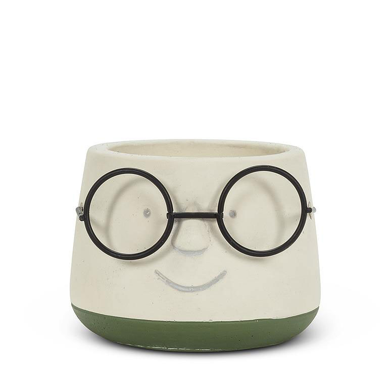 Face Pot Vase with Glasses