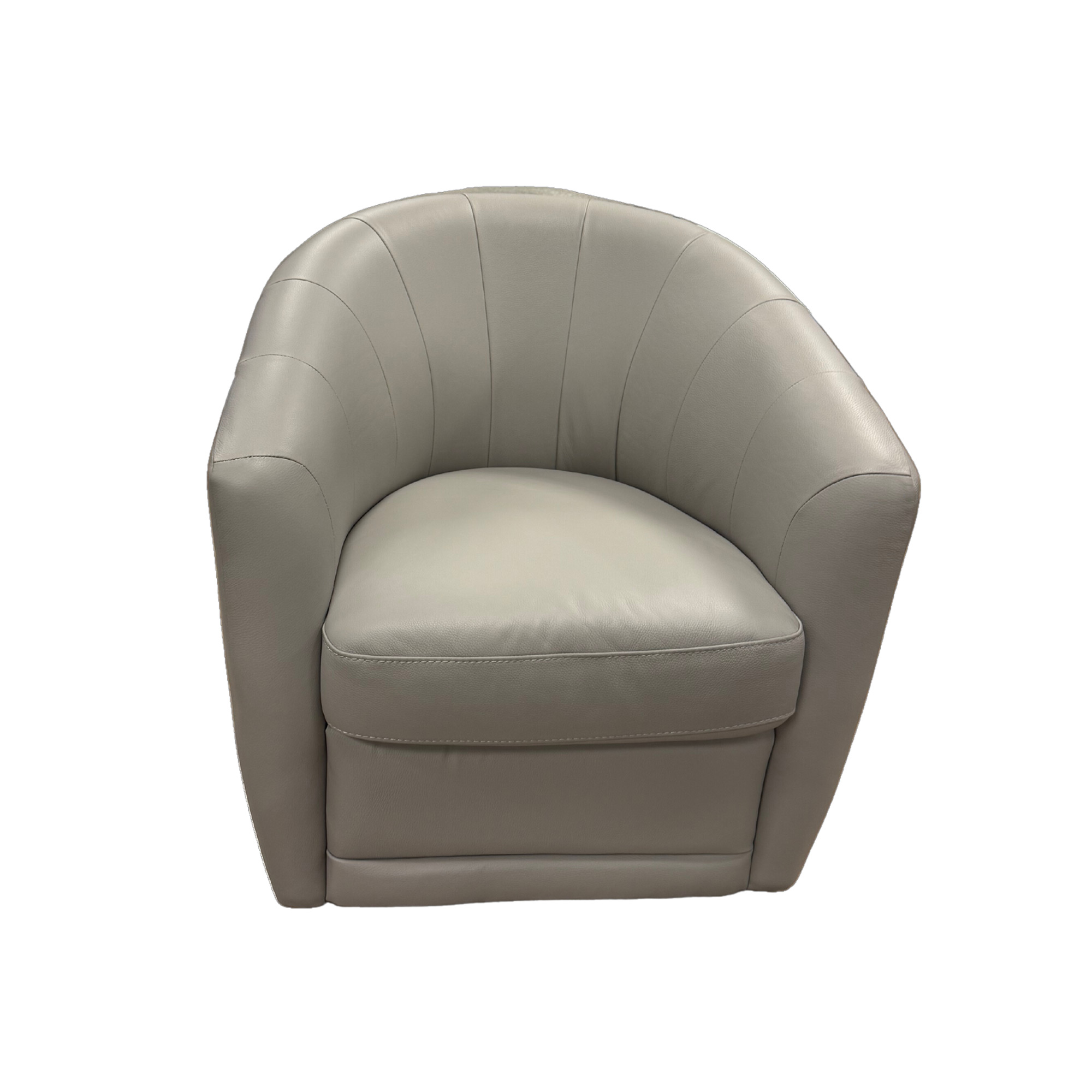 Natuzzi_B596_Grey_Leather_Barrel_Chair