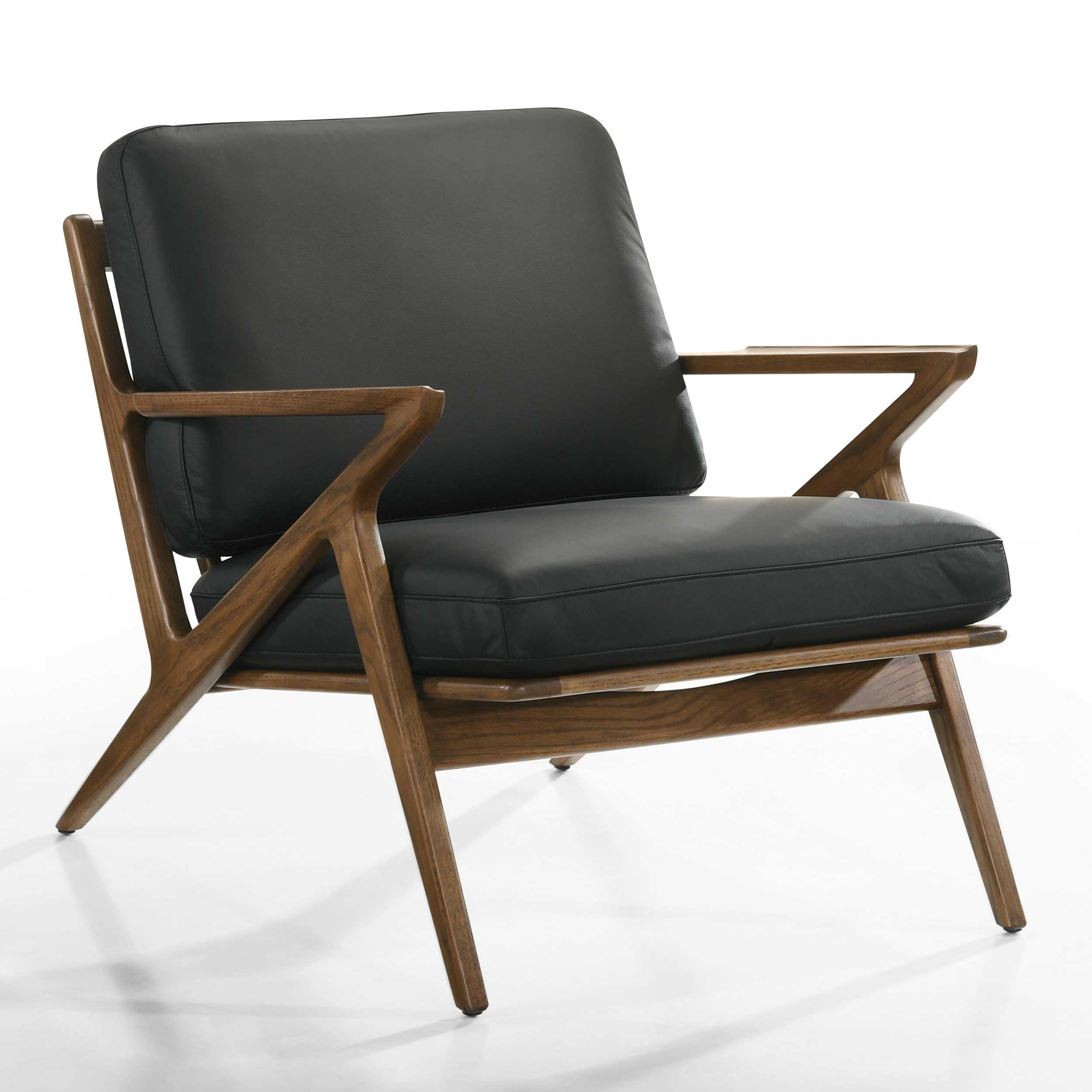 Kube_Import_4136_Black_Leather_Walnut_Frame_Chair