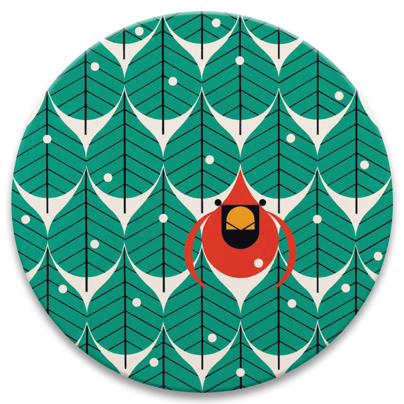 Charley_Harper_Coniferous_Cardinal_Trivet