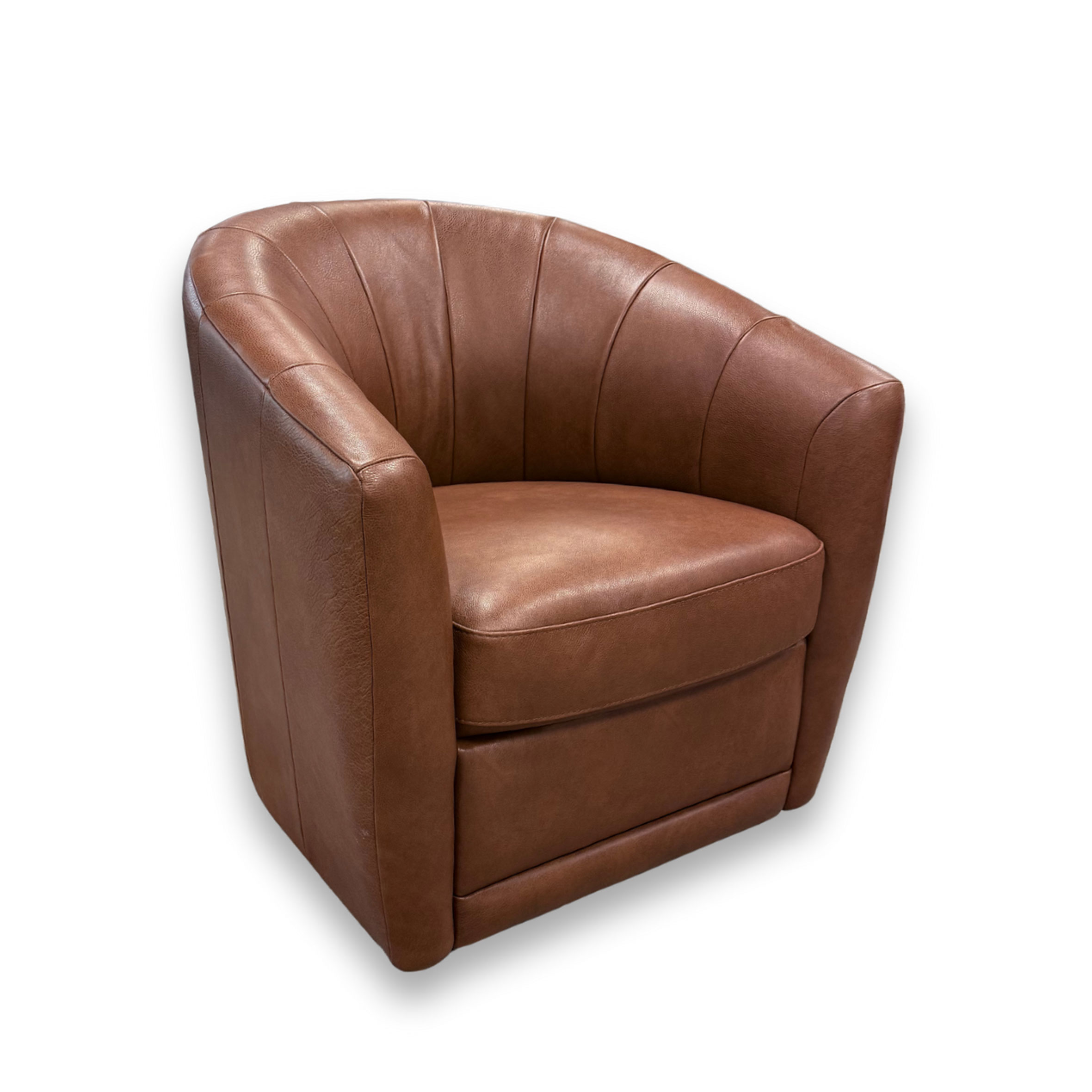 GIADA LEATHER SWIVEL BARREL CHAIR BROWN #1283