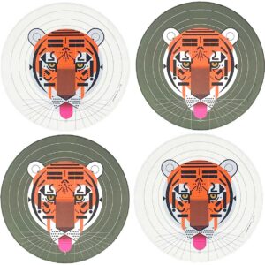 Charley_Harper_set/4_coasters_tiger_face