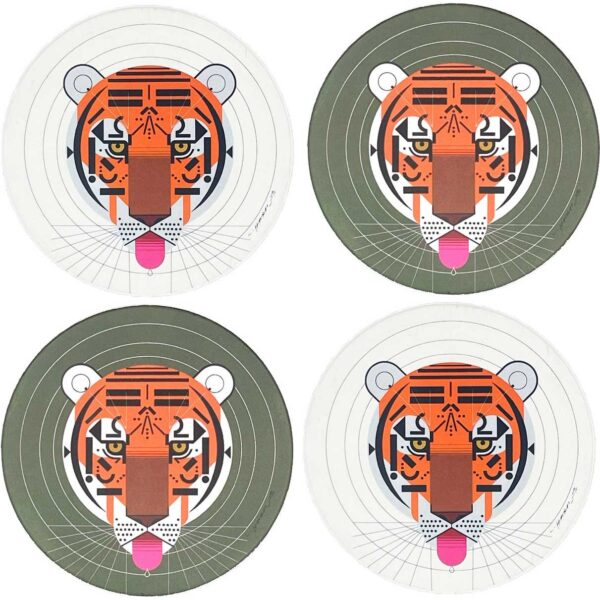 Charley_Harper_set/4_coasters_tiger_face