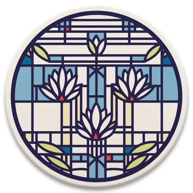 FLW_Water_lillies_absorbant_coaster