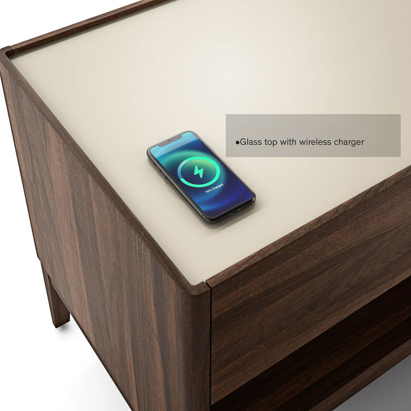 EMA LEFT NIGHTSTAND WITH GLASS TOP #1016 - Image 2