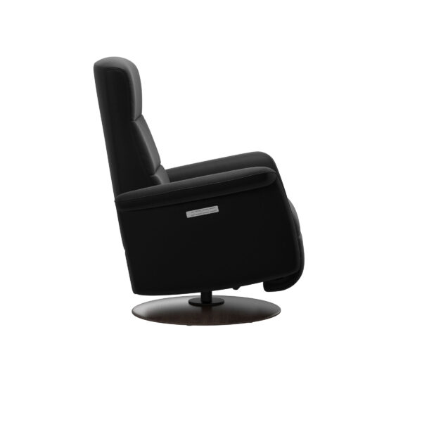 STRESSLESS MIKE (M) SWIVEL GLIDER POWER RECLINER BLACK WITH WENGE - Image 3