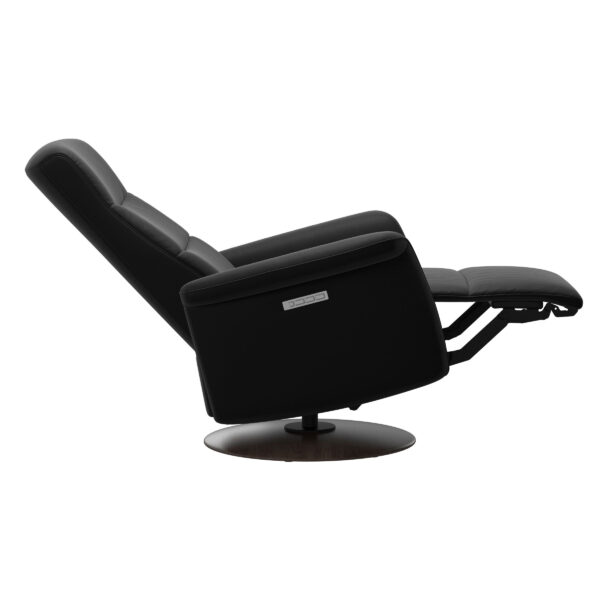 STRESSLESS MIKE (M) SWIVEL GLIDER POWER RECLINER BLACK WITH WENGE - Image 4