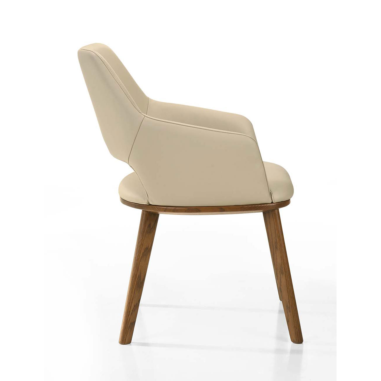 OPEN BACK LEATHER DINING ARM CHAIR MOCHA - Image 2