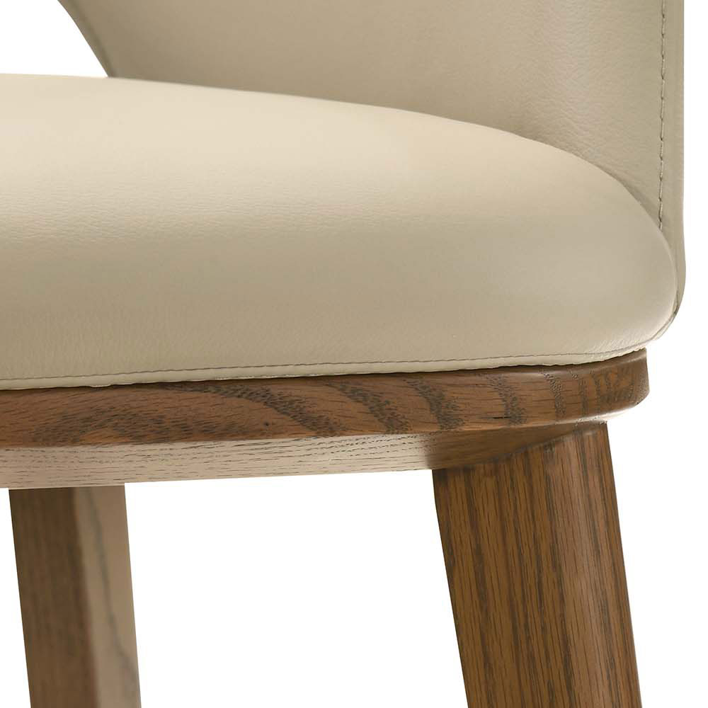 OPEN BACK LEATHER DINING ARM CHAIR MOCHA - Image 4