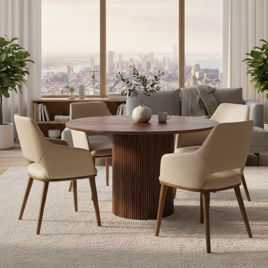 OPEN BACK LEATHER DINING ARM CHAIR MOCHA - Image 5