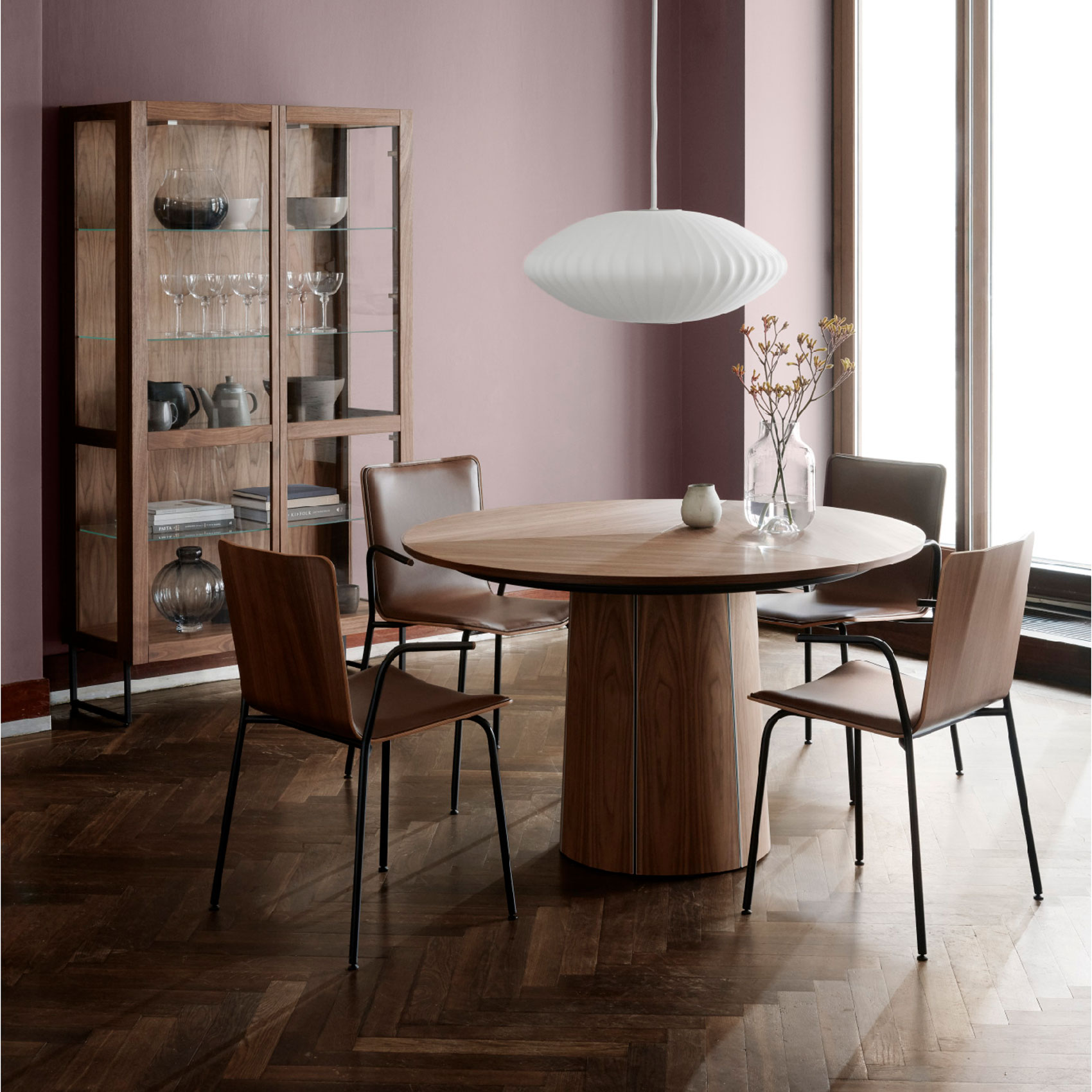 EXTENDABLE ROUND TABLE 48"-59" WALNUT - Image 7