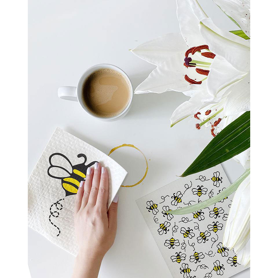 SWEDISH DISHCLOTHS SET/2 BUMBLE BEES - Image 6