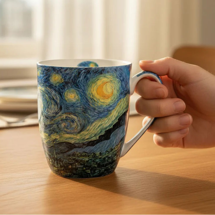 VAN GOGH STARRY NIGHT LATTE MUG - Image 2