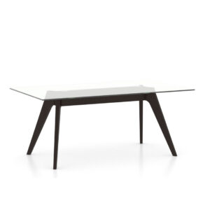 Canadel_Downtown_Glass_top_dining_table_with_wood_legs