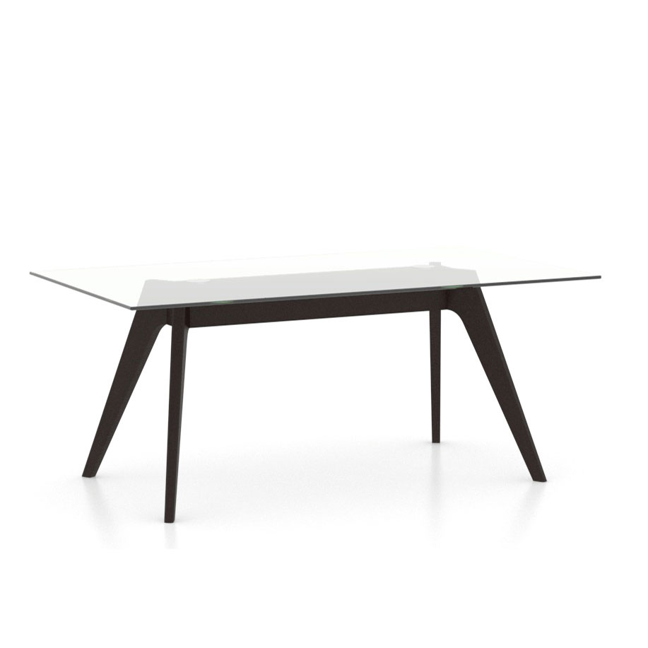 Canadel_Downtown_Glass_top_dining_table_with_wood_legs