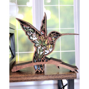 Jorgie_Sparks_Layered_Wooden_Hummingbird_Perched