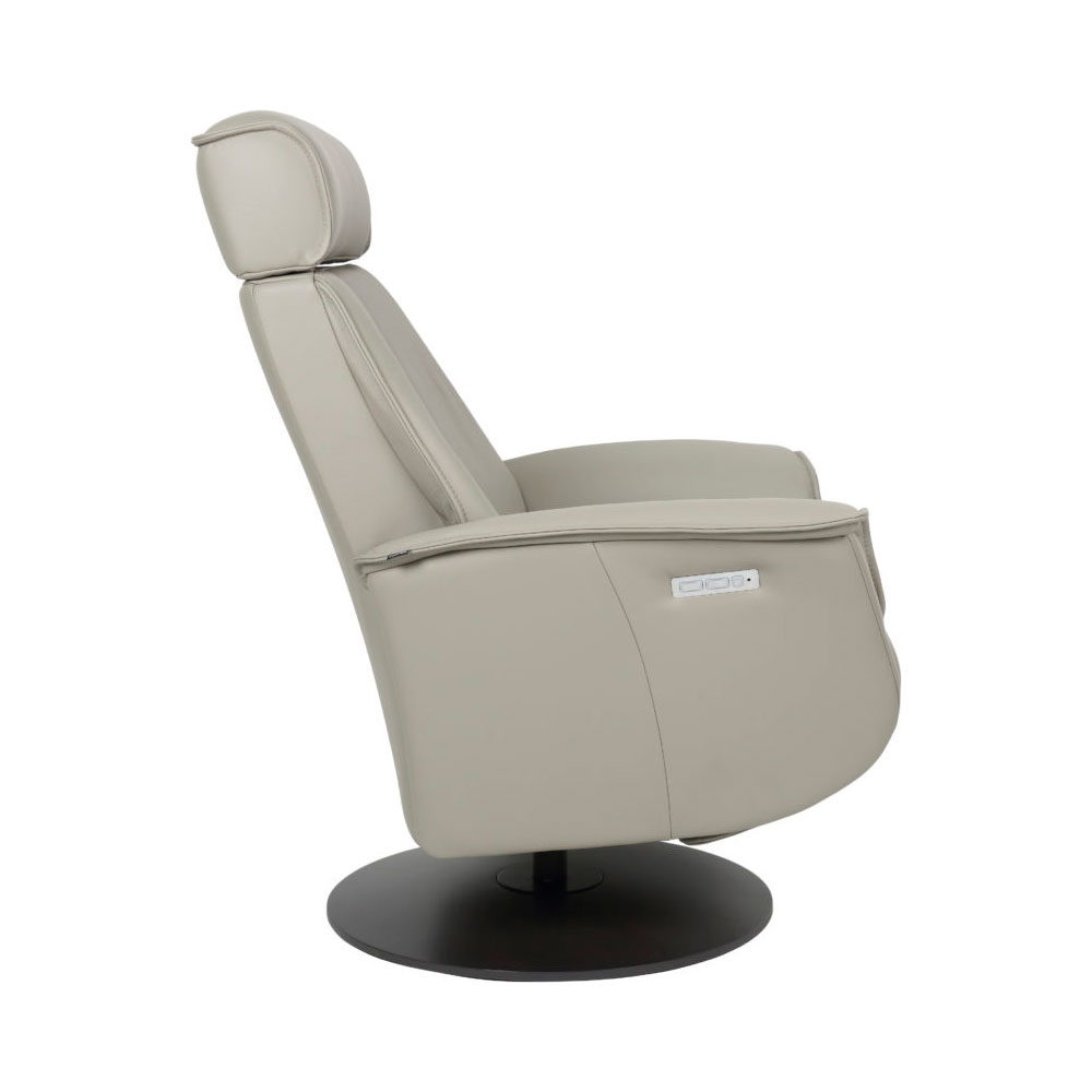 BO (L) POWER LEATHER RECLINER WITH WOOD BASE #1126 - Image 2
